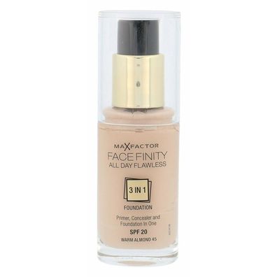 Max Factor Facefinity All Day Flawless 3 in 1 Foundation SPF20 30ml - 45 Warm Almond