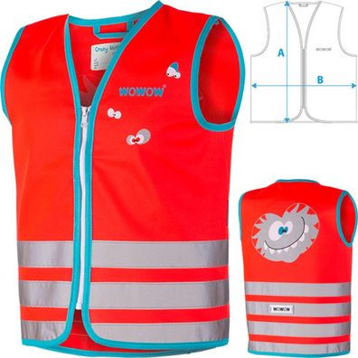 Wowow Sicherheitsweste Crazy Monster Jacket fér Kinder Größe M rot