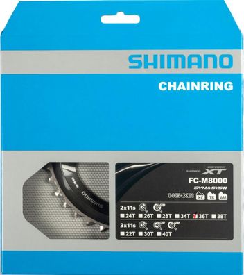 Shimano Kettenblatt DEORE XT FC-M8000 36 Zähne - präziser Antrieb fér MTB-Performance