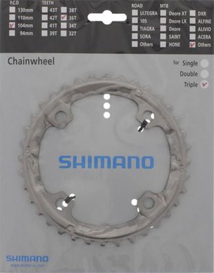 Shimano Kettenblatt FC-T551 36 Zähne (AL) - effiziente Kraftébertragung fér Trekking