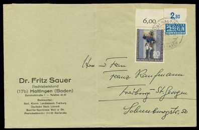BERLIN 1954 Nr 120a BRIEF EF ORA X78D70A