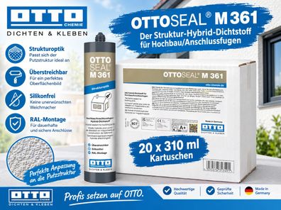 20x Ottoseal M361 310 ml Struktur-Hybrid-Dichtstoff Fenster Baukörper Anschluss