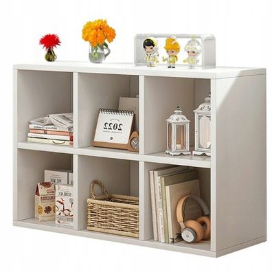 Modulares Bücherregal / Kommode in Weiß mit 6 Fächern - moderner Loft-Stil