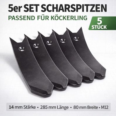 5X Scharspitze passend für Köckerling 506065 / L 285 / B 80 / S 14 mm