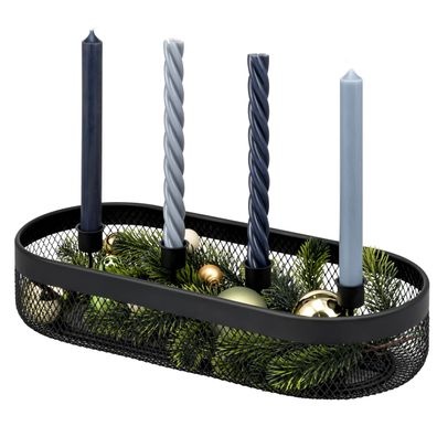 eluno Obstkorb 2in1 im Mesh-Design - inklusive Kerzenhalter, schwarz