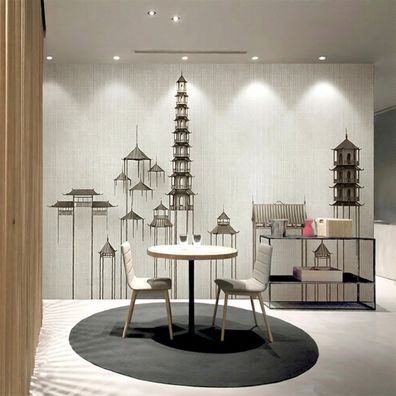 Wandbild China Pagoden Wanddeko Asiatisch Wohnzimmer Wandgestaltung Luxus 4894