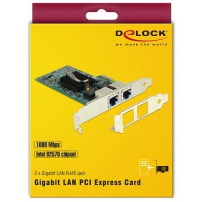 DELOCK PCI Express x1 Karte 2 x RJ45 Gigabit LAN i82576