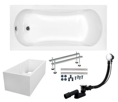 Badewanne Rechteck Acryl ARIA 170x70 Wannenträger | Ablauf & Füße GRATIS !