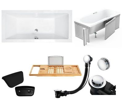 Badewanne Rechteck 155x70 Styropor Ablage Kopfstütze Ablauf und Füße GRATIS