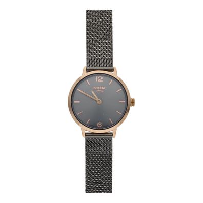 Boccia Armbanduhr Damen Milanaise-Edelstahlband grau, roségoldplattiert 3345-06