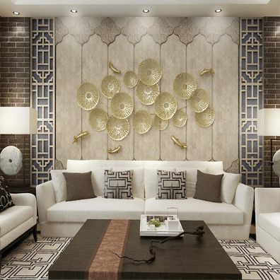 Luxus Wandtapeten Wohnzimmer Wanddeko Gold Blumen Modern Design Elegant 4897