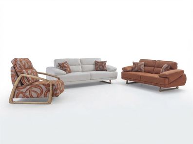 Orangenes 3-teiliges Sofa-Set mit geschwungenen Formen (BD)