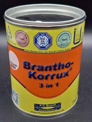 750ml Brantho Korrux 3in1 Cremeweiß RAL 9001 Rostschutz & Metallschutz Farbe