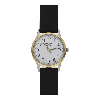 Boccia Armbanduhr Damen Titan goldplattiert, Leder schwarz 3379-02