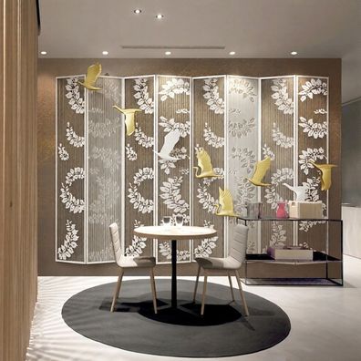 Wandtapete Vögel Blumen Luxus Gold Weiß Wohnzimmer Wanddeko Modern Elegant 4903