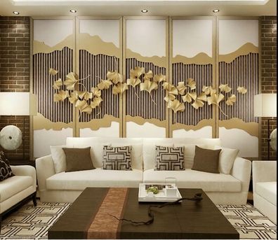 Wandtapete Gold Blumen Ginkgo Luxus Design Wohnzimmer Wanddeko Elegant Mode 4905