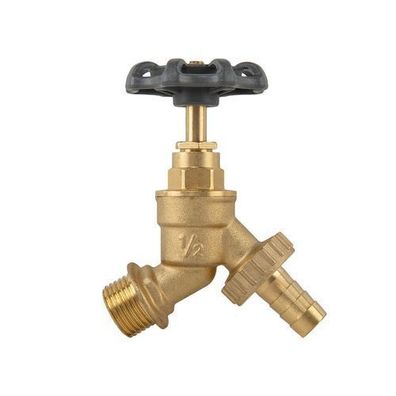 Gartenwasserhahn mit Ventil AG 1/2" x AG 3/4" und 13mm Schlauchanschluss ROUND HANDLE