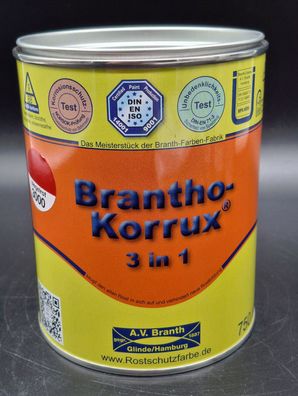 750ml Brantho Korrux 3in1 Siegelrot RAL 3000 Rostschutz & Metallschutz Farbe