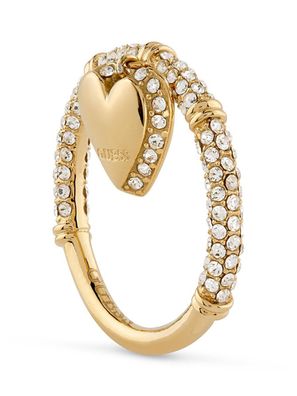 Guess Schmuck Damenring Herz Charm Pavé Goldfarben JUBR06077JWYG