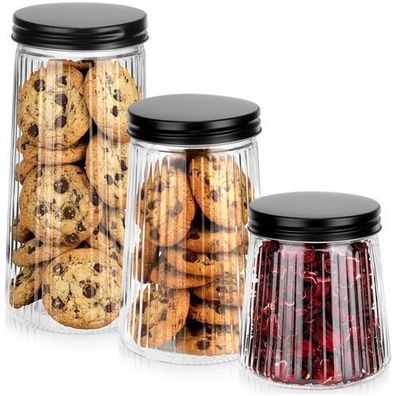 Glasbehälter für lose Produkte mit Deckel 1,4 l / 1 l / 700 ml 3 Stück