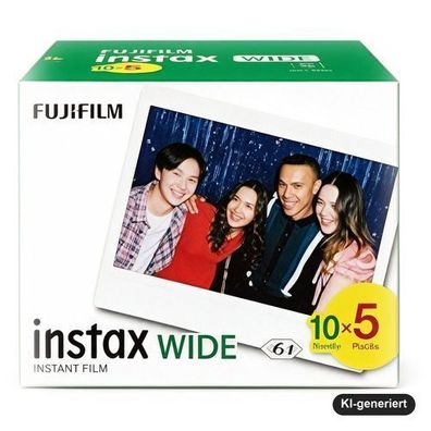 Fujifilm instax WIDE Sofortbildfilm, weißer Rahmen, 5er-Pack mit 50 Aufnahmen