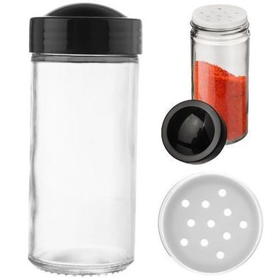 Gewürzbehälter mit Sieb, Glas, Schwarz, 100 ml