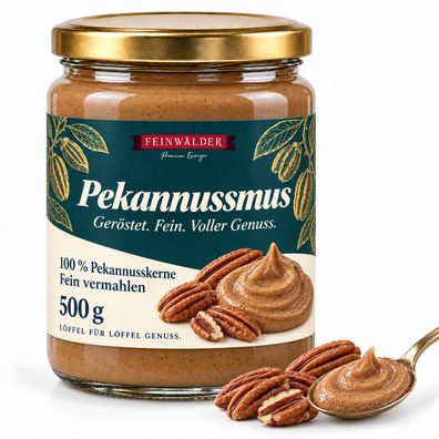 Feinwälder® Pekannussmus 500 g Glas, 100 % Pekannusskerne, Nussmus ohne Zusätze