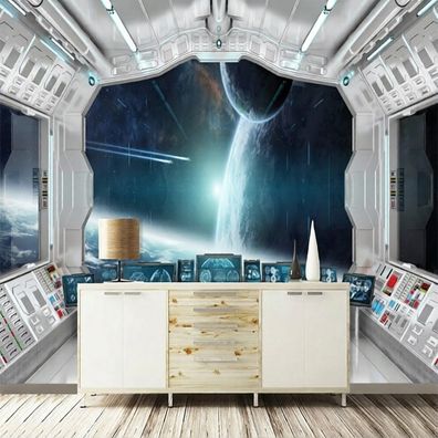 Fototapete Weltraum Raumschiff Planet Universum Wandtapete Kinderzimmer 4926