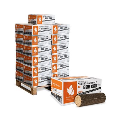 Heizfuxx Nestro M Holzbriketts Hartholz im Karton 12kg x 25 Karton 300kg Palette