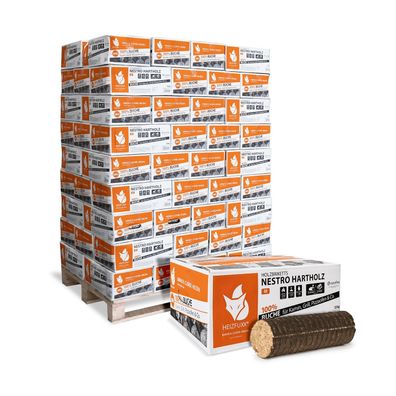 Heizfuxx Nestro M Holzbriketts Hartholz im Karton 12kg x 81 Karton 972kg Palette
