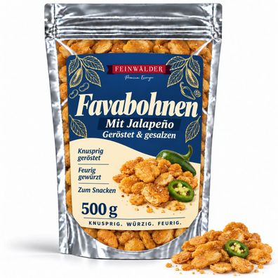 Feinwälder® Favabohnen geröstet mit Jalapeño 500 g Snack Puffbohnen im Zip-Beutel