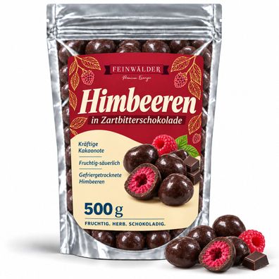 Feinwälder® Schokohimbeeren gefriergetrocknet in Zartbitterschokolade 500 g Beutel