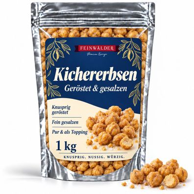 Feinwälder® Kichererbsen geröstet & gesalzen 1 kg Zip-Beutel, Snack nussig knusprig