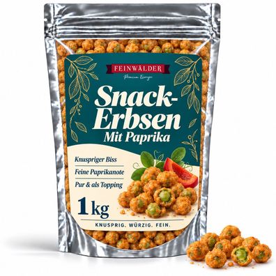 Feinwälder® Snack-Erbsen Paprika 1 kg knusprige grüne Knabbererbsen im Zip-Beutel
