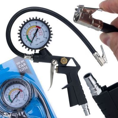 Rosfix Druckluftpistole mit Manometer – 0–16 Bar | 35 cm Schlauch, Alu