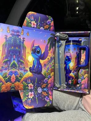 Limited Edition Glow in Dark Stitch & Lilo Stanley Tumbler - 40oz Custom Cup