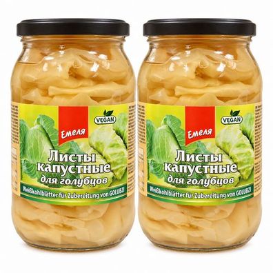 Emela Weißkohlblätter für Golubzi, Kohlrouladen, 2× 830g, Abtropfgewicht 2× 580g