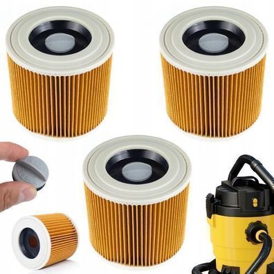 Rosfix Staubsaugerfilter 3x – Ersatz für Kärcher MV2–WD3 | waschbar, Ø12,3 cm
