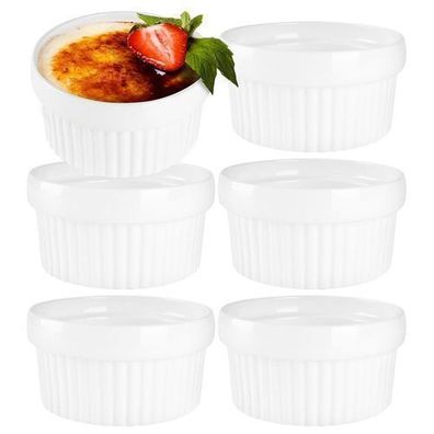 Keramik-Backschüsseln, weiß, 6 Stück, 170 ml