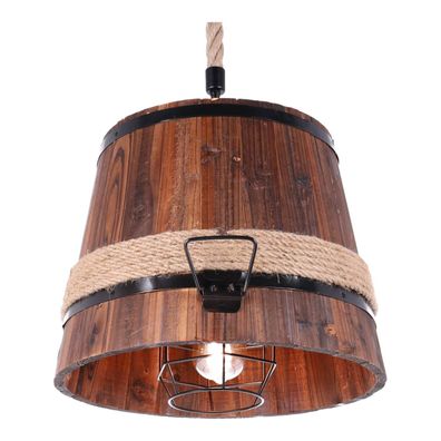 TIBU Hängelampe aus Holz Vintage Pendelleuchte Esstisch Wohnzimmer Eimer E27