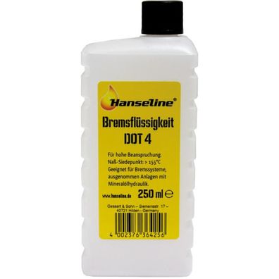 Hanseline Bremsfléssigkeit DOT 4 Flache 250ml 306425