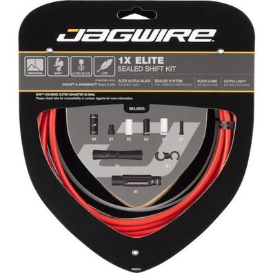Jagwire Schaltzugset Road & Mountain Elite Sealed 1x Rot - Vollständiger Schutz & Prä