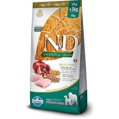 Farmina Ancestral Grain Selection Trockenfutter für ausgewachsene Tiere, 15 kg