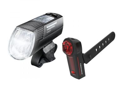 Trelock Licht-Set LS 760 I-Go Vision und LS 740 Vector Signal 100 Lux StVZO USB Front