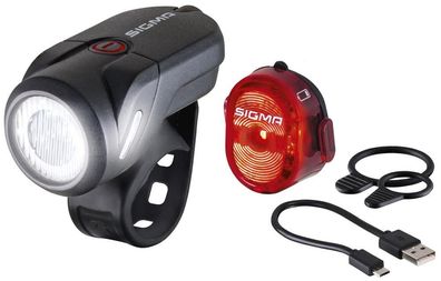 Sigma Akku-LED-Beleuchtungsset Aura 35 USB (35 Lux/45 m, 2 Modi, Micro-USB, StVZO) +
