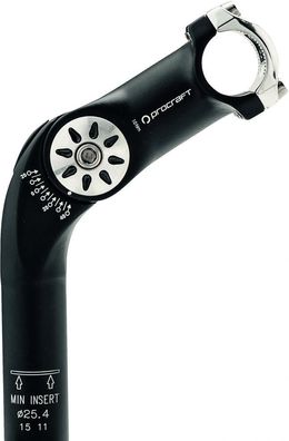 Procraft Vorbau Schaft verstellbar 70Â°-130Â° / 115 mm 1 1/8" 25,4 mm Schwarz - Ergon
