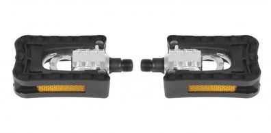 M-Wave F1 Faltpedal schwarz - Aluminium/Kunststoff mit CrMo-Achse, 9/16" Gewinde, Ref