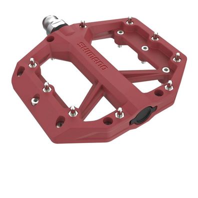 Shimano Pedal PD-GR400 Rot Flat Pedal - griffige Plattform fér Trail-Einsatz, Rot