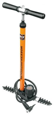 SKS Rennkompressor Standpumpe orange - Kult-Fußpumpe mit E.V.A.-Ventilkopf fér DV/AV