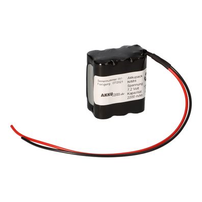 Notleuchten-Akku 7,2V 2200mAh NiMH F2x3 AA – 200mm Kabel